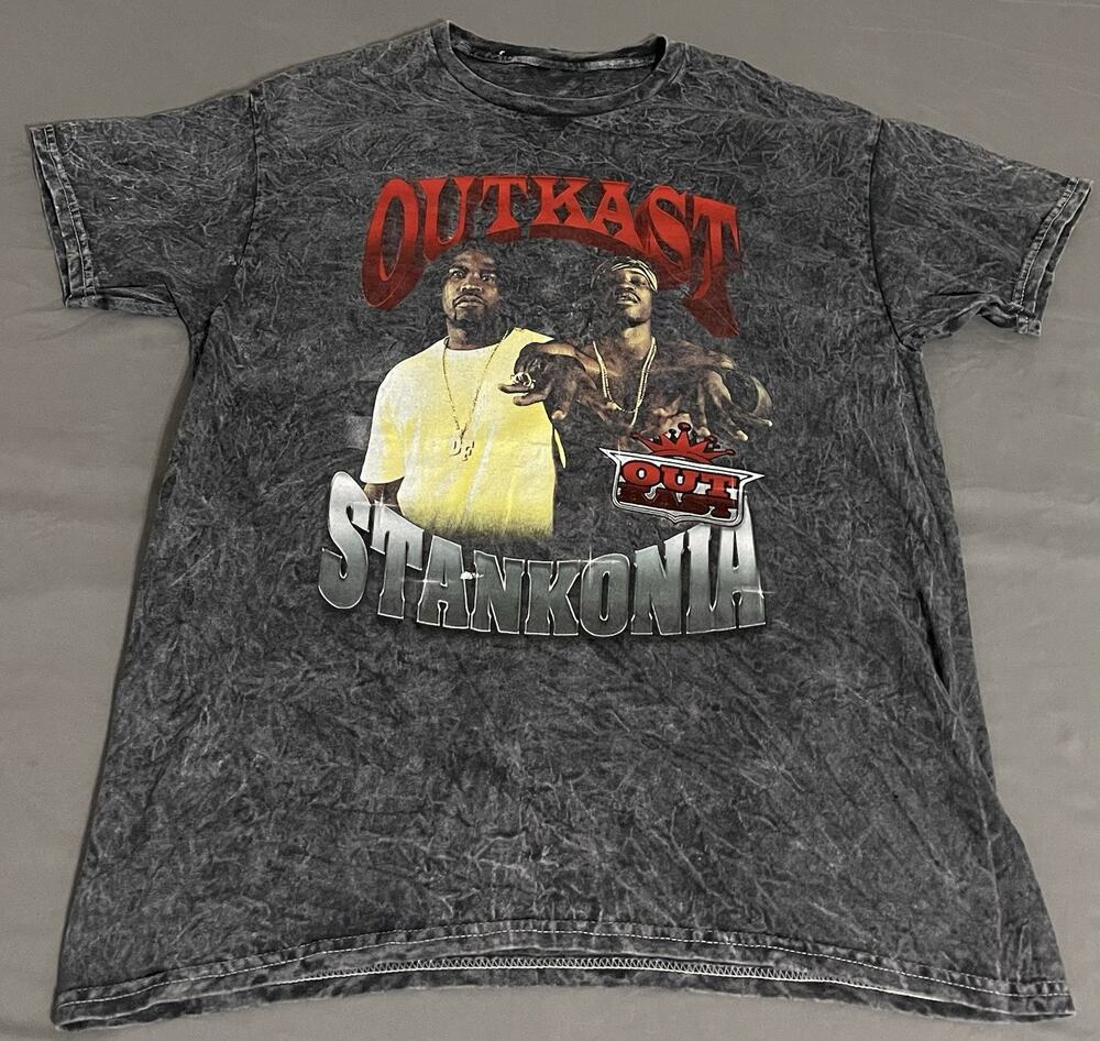 Outkast Stankonia T-Shirt Men’s Large Black Acid Wash Mineral Rap Tee Hip Hop